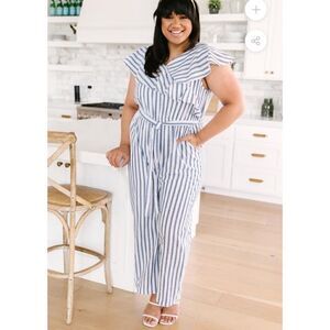 Davi & Dani nautical pinstripe jumpsuit - 3X‎